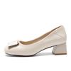 Augustine Shallow Mouth Single Shoes Women's 2025 Summer New One-Pedal Soft-soled Medium Heel French Mary Jane Small Leather Shoes