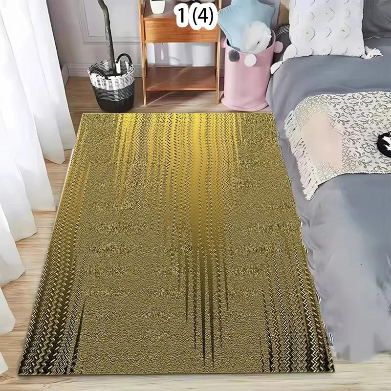 

Rectangular Carpet Luxury Gradient Stripe Pattern Gold Tone Textured Decorative Floor Mat for Living Room Bedroom Home Decor 40X60CM