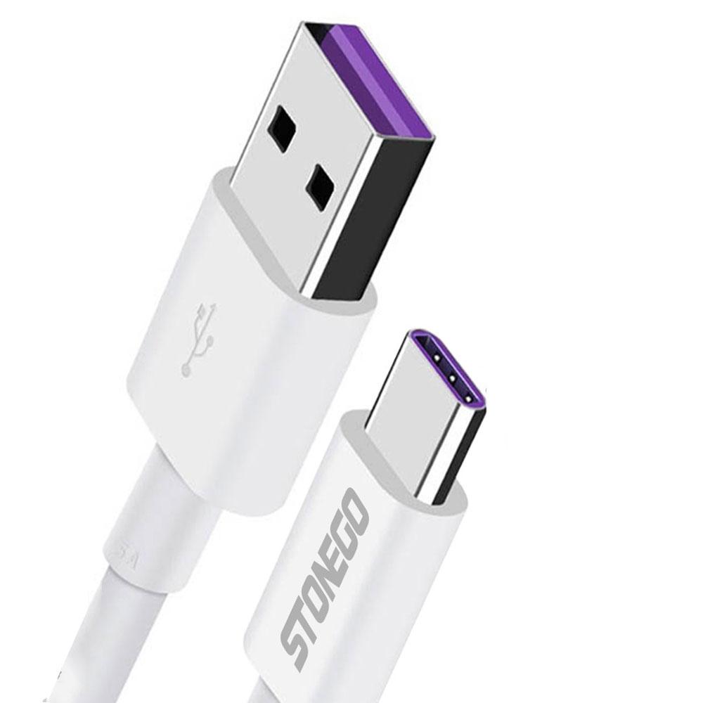 

STONEGO Supercharge Cable 5A USB Type C Cable, USB C To USB A Data Sync Cable 2.4A Fast Charging Compatible with Quick Charge 25cm белый