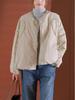 Women's Vintage-Inspired Loose Fit Collarless Padded Down Jacket - Round Neck, Short Style for Fall/Winter