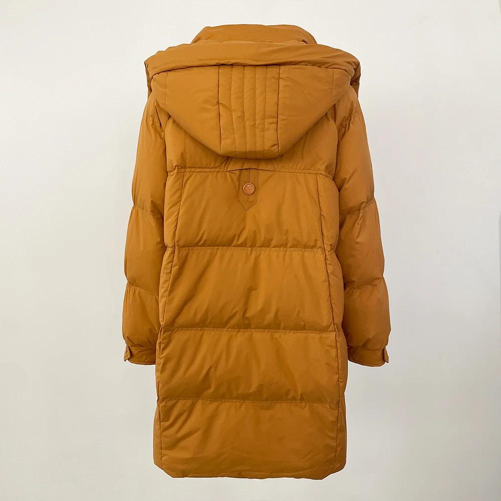 OFTBUY Осень-зима 90% белый утиный пух теплая куртка женская пуховик средней длины пальто — фото 16