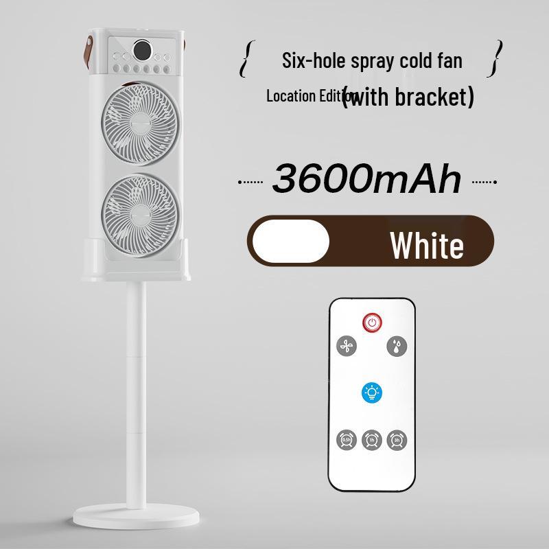 Six/Five-hole Desktop Cold Air Fan & Humidifier with Remote Control for Office/Dorm.