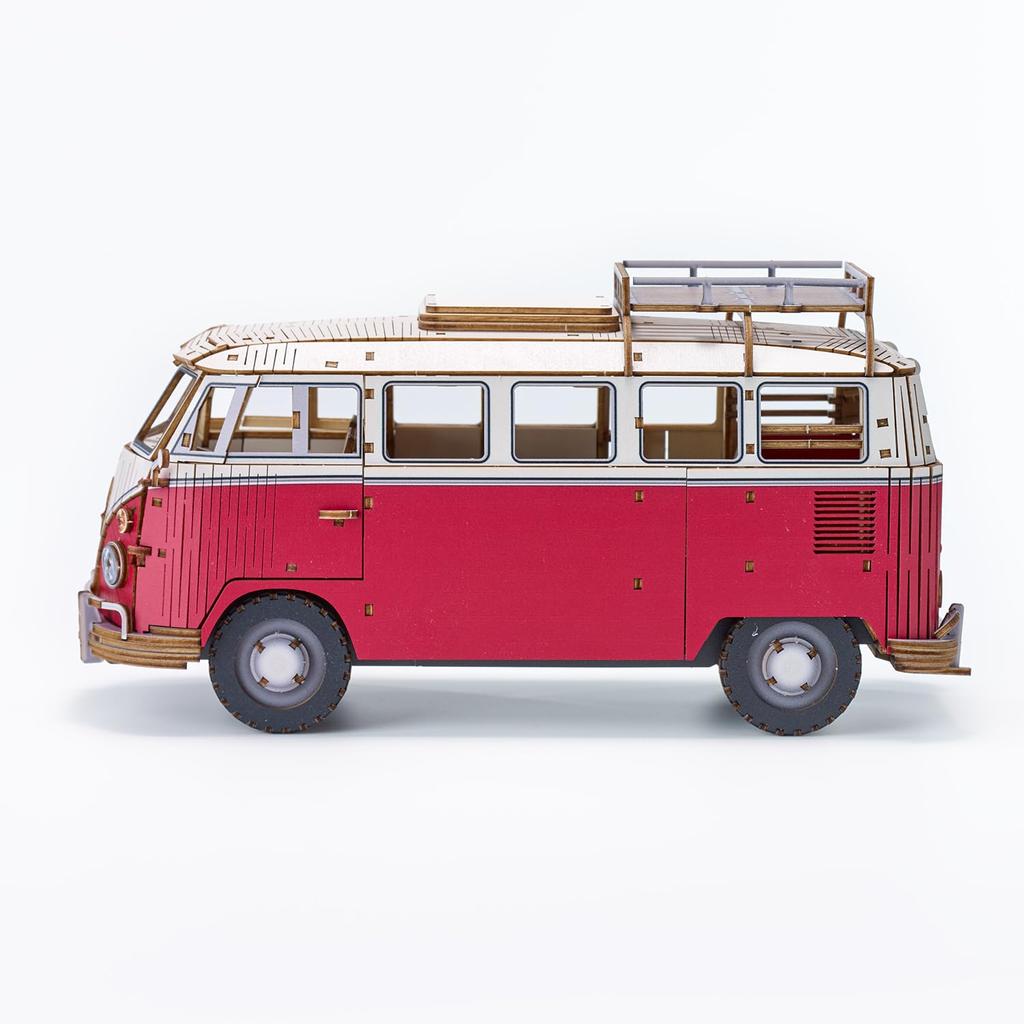 Volkswagen Type 2 Camper Van Red VINTAGE 3D Wooden Puzzle No Tools Required Advanced Level 392 Pieces Finished Size 119 x 230 x 104 mm Scale (T1)