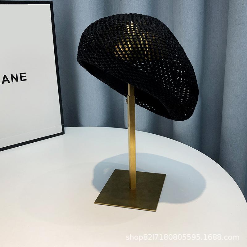 

Новая популярная летняя прохладная шляпа-берет с полым верхом для женщин, модная кепка, весенняя, высшего качества, для девочек, бойна, для улицы, для вечеринки, подарок чёрный