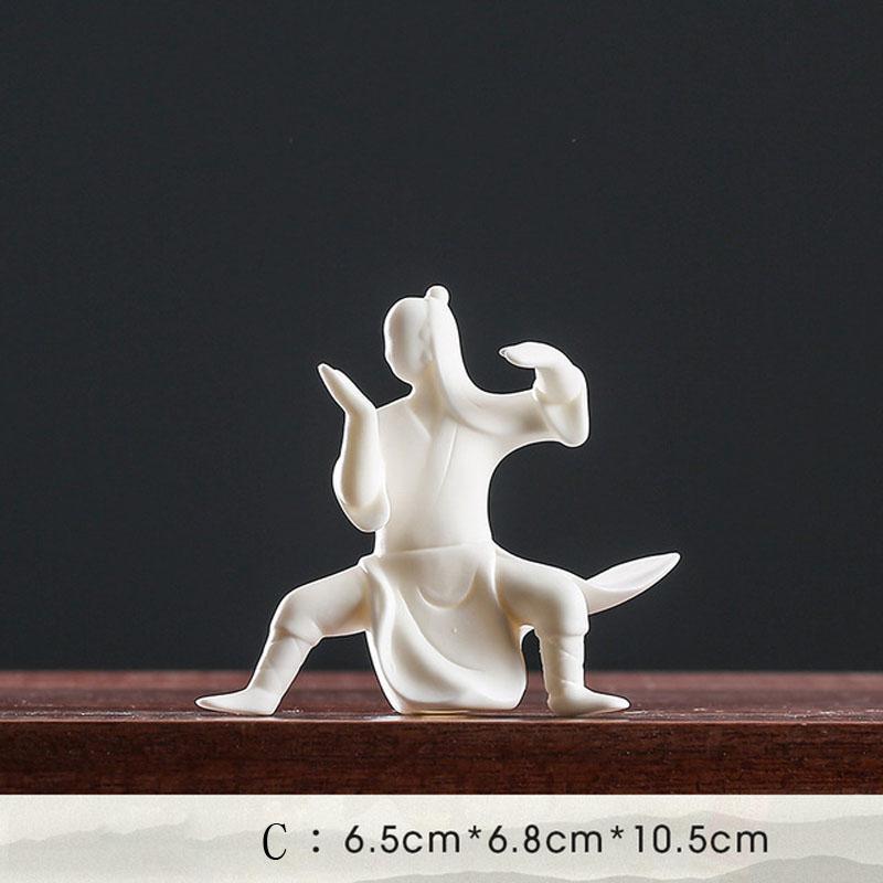 

Чисто белые керамические фигурки Тайцзи, китайские чайные фигурки Кунг-фу, фарфоровые чайные украшения, сувениры ручной работы, украшения