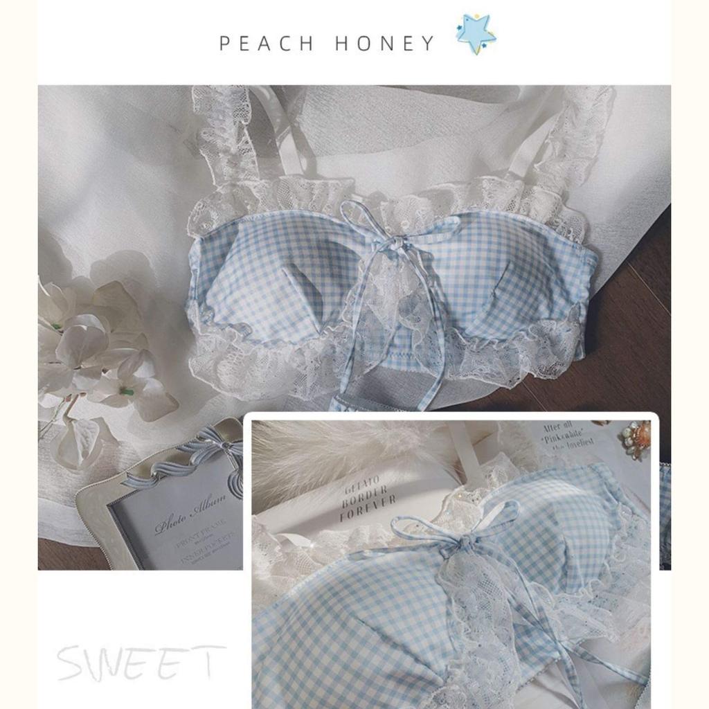 Beirou Bra and Panty Set and Super Lolita Bra Panty Beginner Sailor Cos Innerwear Set Women's (Top Bottoms) [Wireless, Cute, Style] & Set, Style,