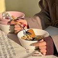 Splash Ink Korean Retro Tableware Ins Wind Ceramic Bowl Fruit Yogurt Bowl Oat Dessert Bowl Tableware Large Rice Bowl