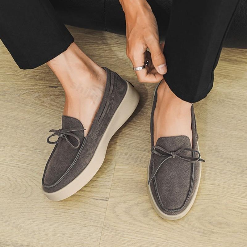 Mode 2025 Herbst Neuer Stil Wildleder Lässige Flachmündige Einzelne Schuhe für Herren Mode Trendige Slipper Bequem Schnürung Klobige Sneaker