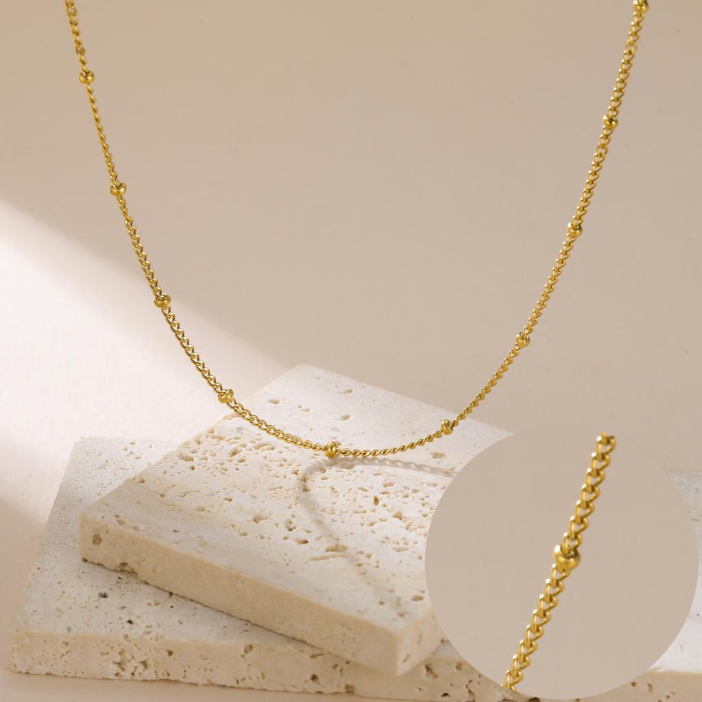 5pcs/lot 1.5mm Satellite Chain Necklaces for Women Stainless Steel Gold Minimalist Beaded Necklace Jewelry