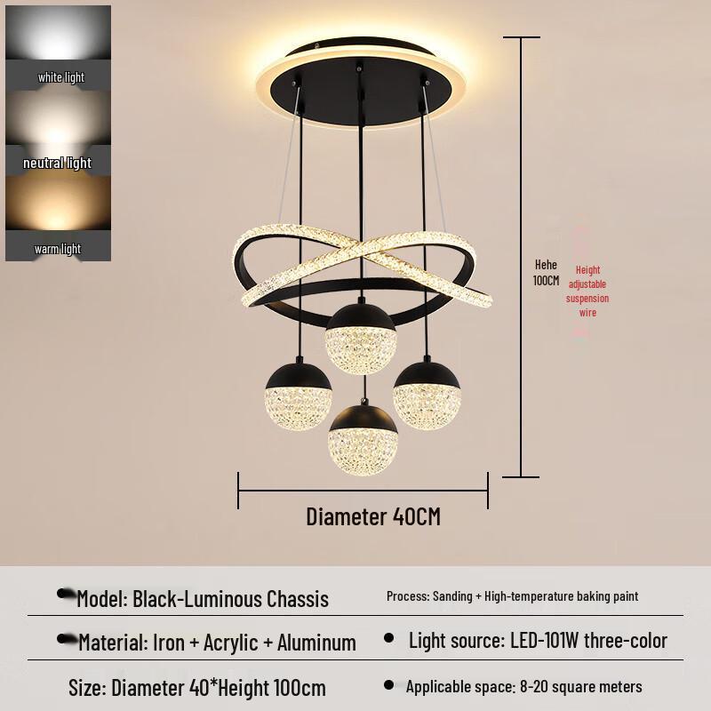 Modern Minimalist Gold 4-Sphere LED Pendant Light