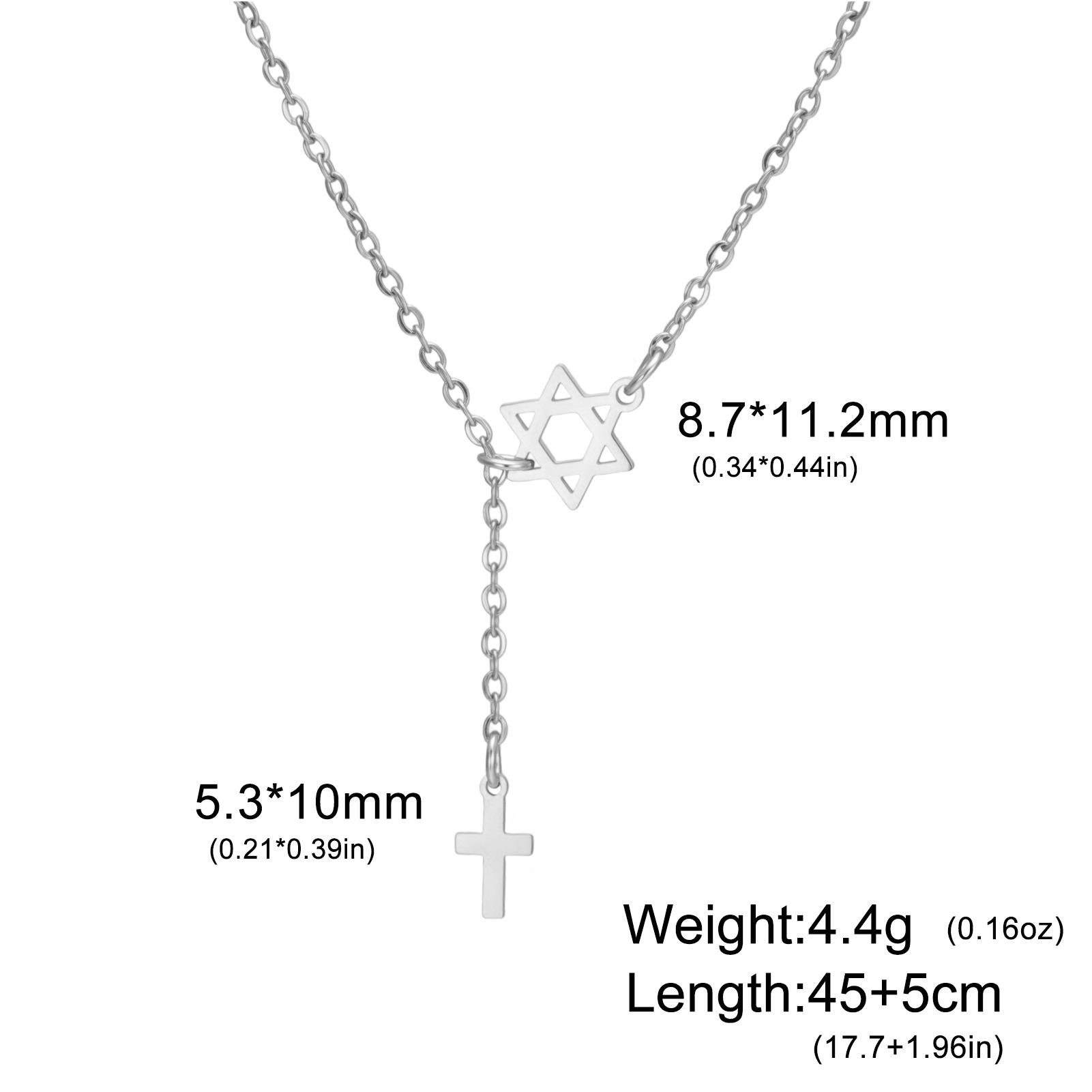 

Teamer Star Of David Cross Pendant Necklaces For Women Stainless Steel Gold Color Choker Jewelry Birthday Gift Wholesale 2026 45-50cm