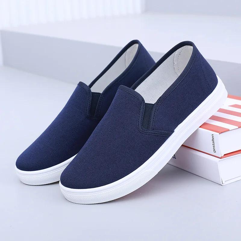 Fashion 2025Women Fashion Plus Size Anti Skid Black Canvas Shoes Student School Spring & Summer White Slip On Shoes Zapatos De Mujer