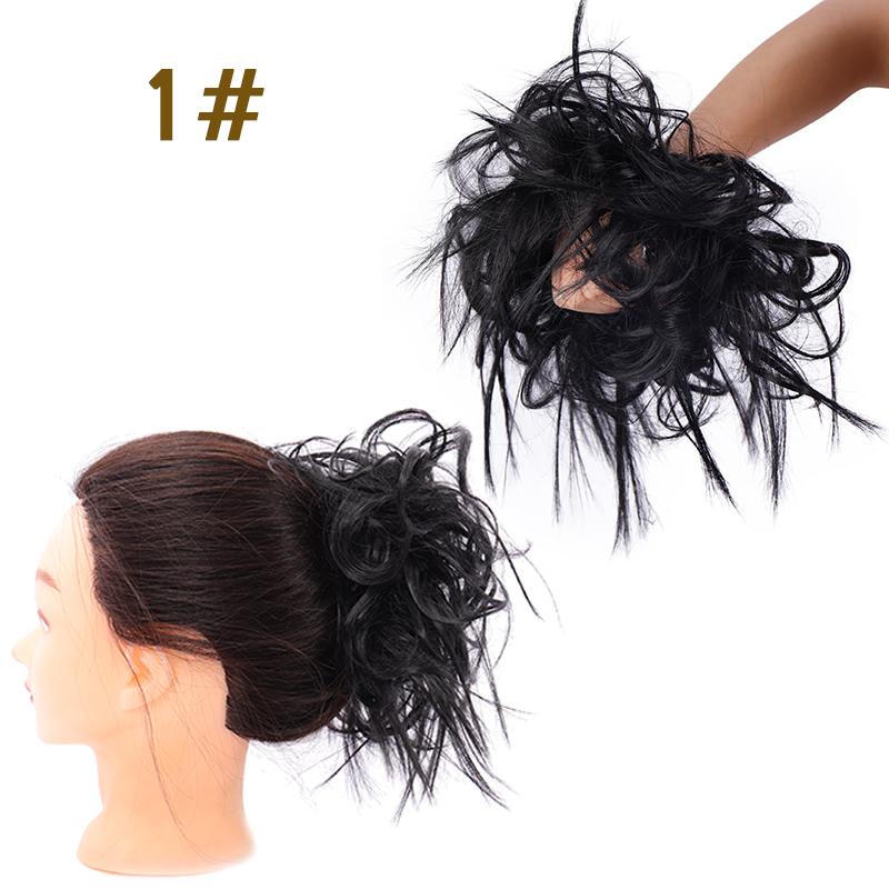 Synthetic Hair Chignons Messy Scrunchies Elastic Band Hair Bun Straight Updo Hairpiece Hair Extension for Women
