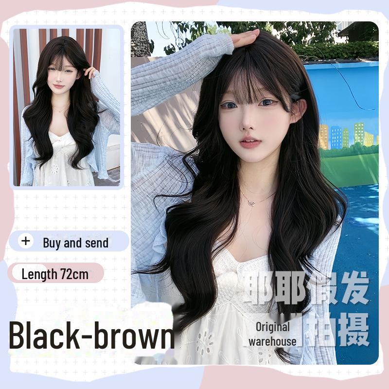 

Женский длинный волнистый кудрявый парик - натуральный парик средней длины для всей головы