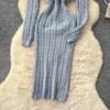 Autumn Winter Women Casual Full Sleeve Twist Knitted Sweater Short Pullover Sheath Dresses