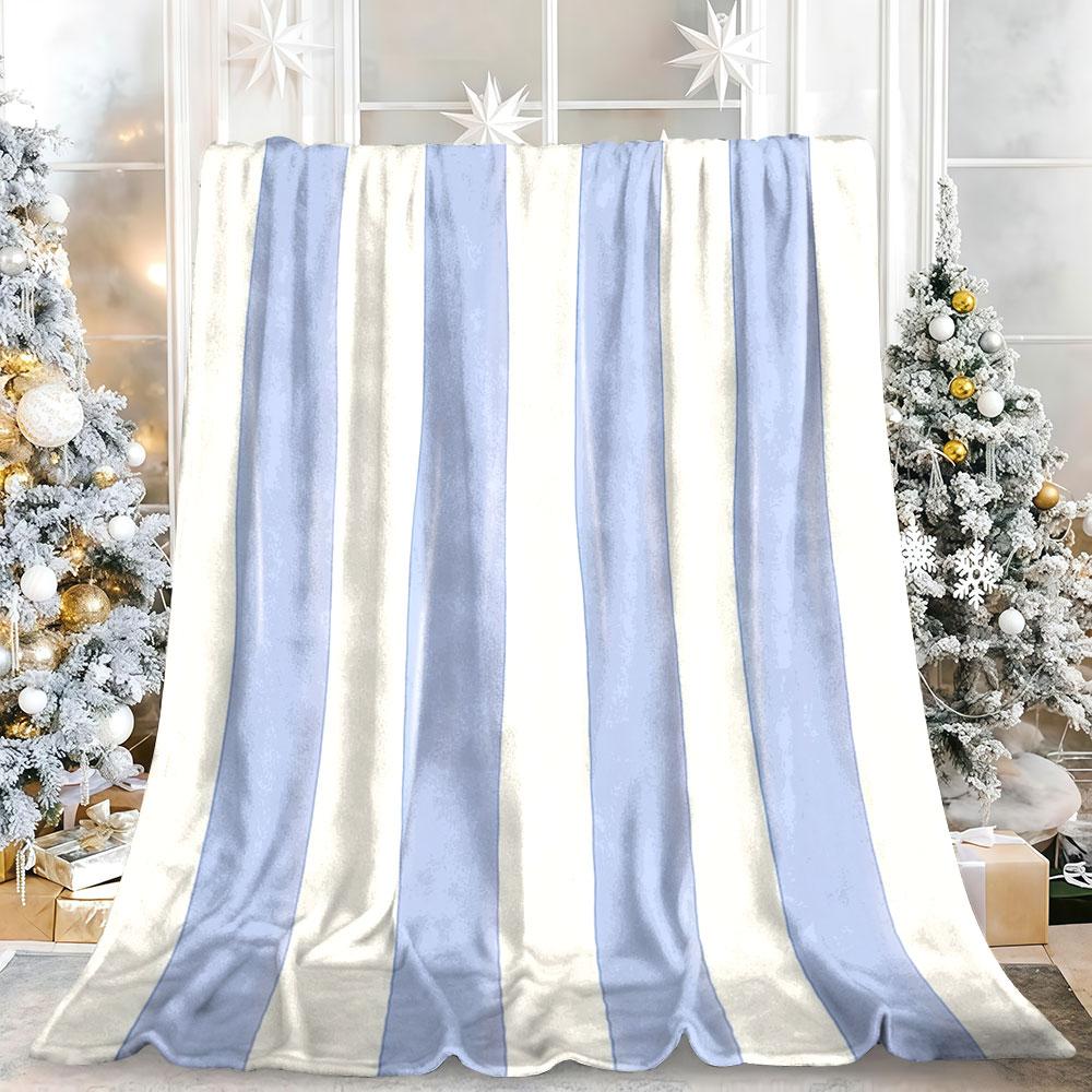 Sky Blue Ribbons Winter Summer Flannel Blanket Throw Fleece Soft Fuzzy Plush Cozy Fleece Blankets For Sofa Ideal Gifts