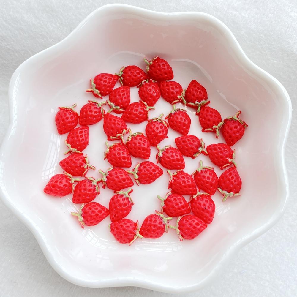 50pcs Resin Cute 3D Mini Strawberry Flat Back Rhinestone Scrapbook DIY Craft For Nail  Decor Jewelry Accessories