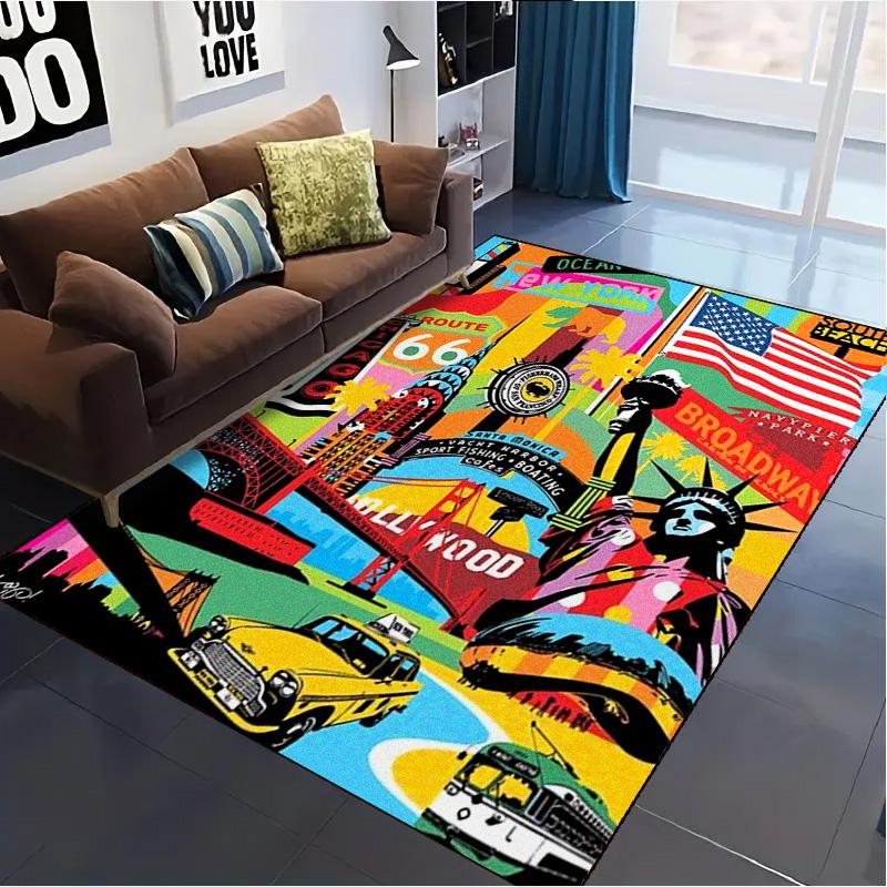 New York City Pop Art Carpet Rug for Living Room Bedroom Home Sofa Decoration,Kids play Non-slip Floor Mat