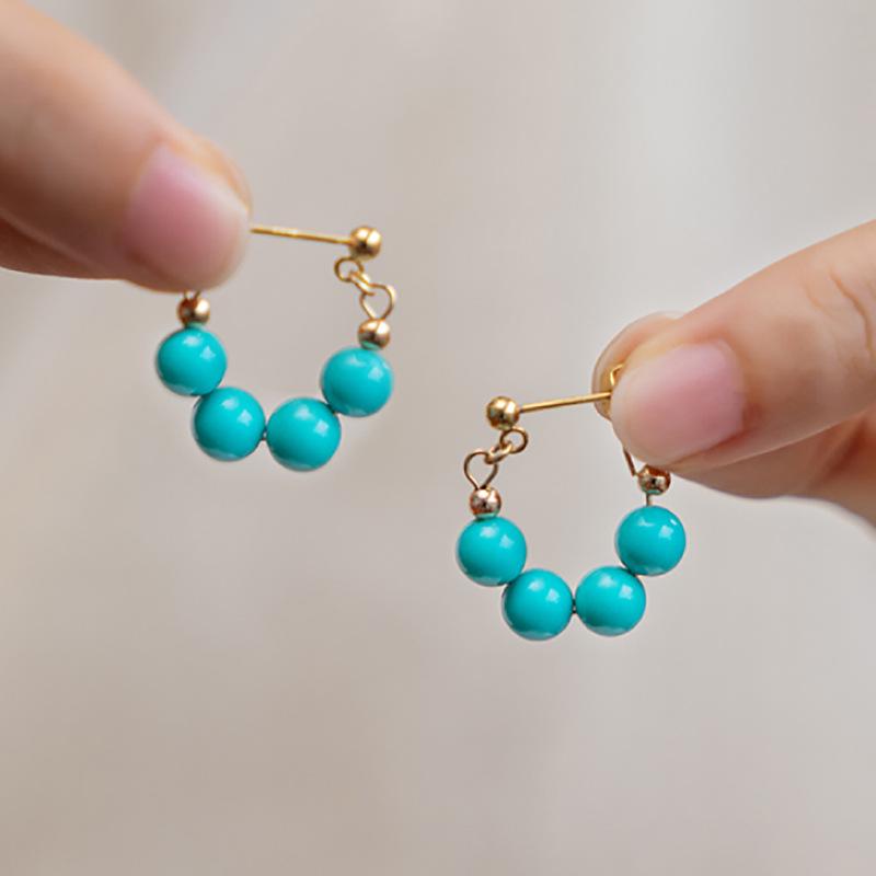 Винтажные бирюзовые пусеты для женщин в национальном стиле