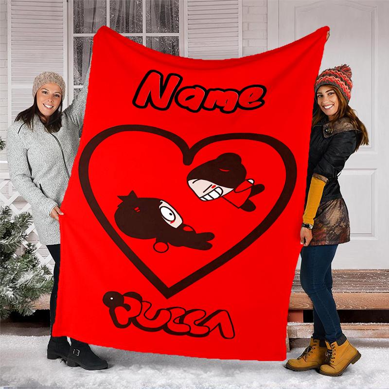 Personalized Custom Name Blanket - Pucca Print Design,Blanket for Sofa,Bed,Travel,Camping - Soft and Warm, Great Gift