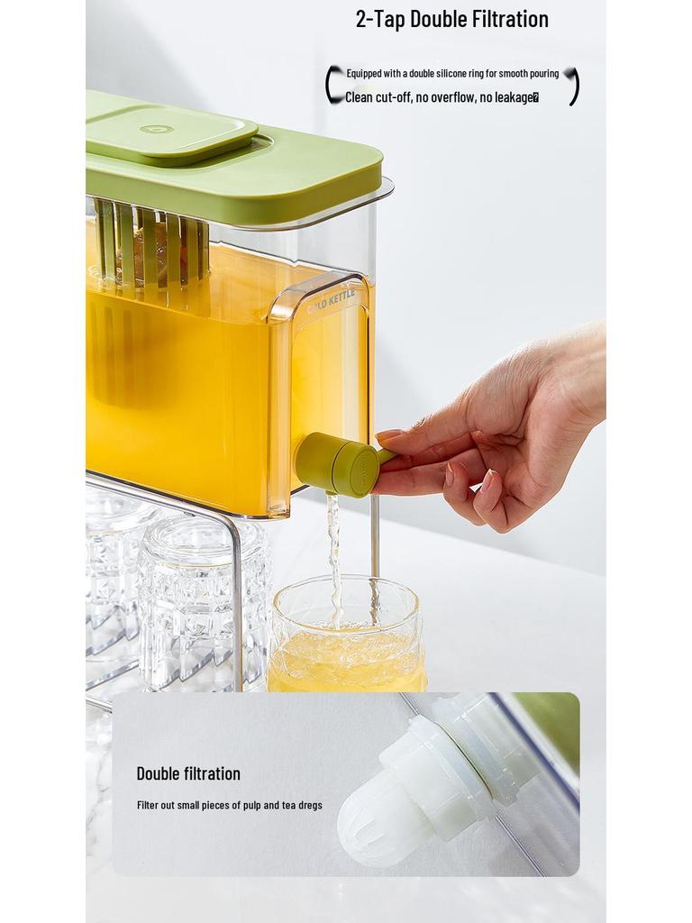 Refrigerator Cold Water Kettle with Faucet - Beverage and Fruit Juice Bucket, Ice Water and Tea Dispenser.