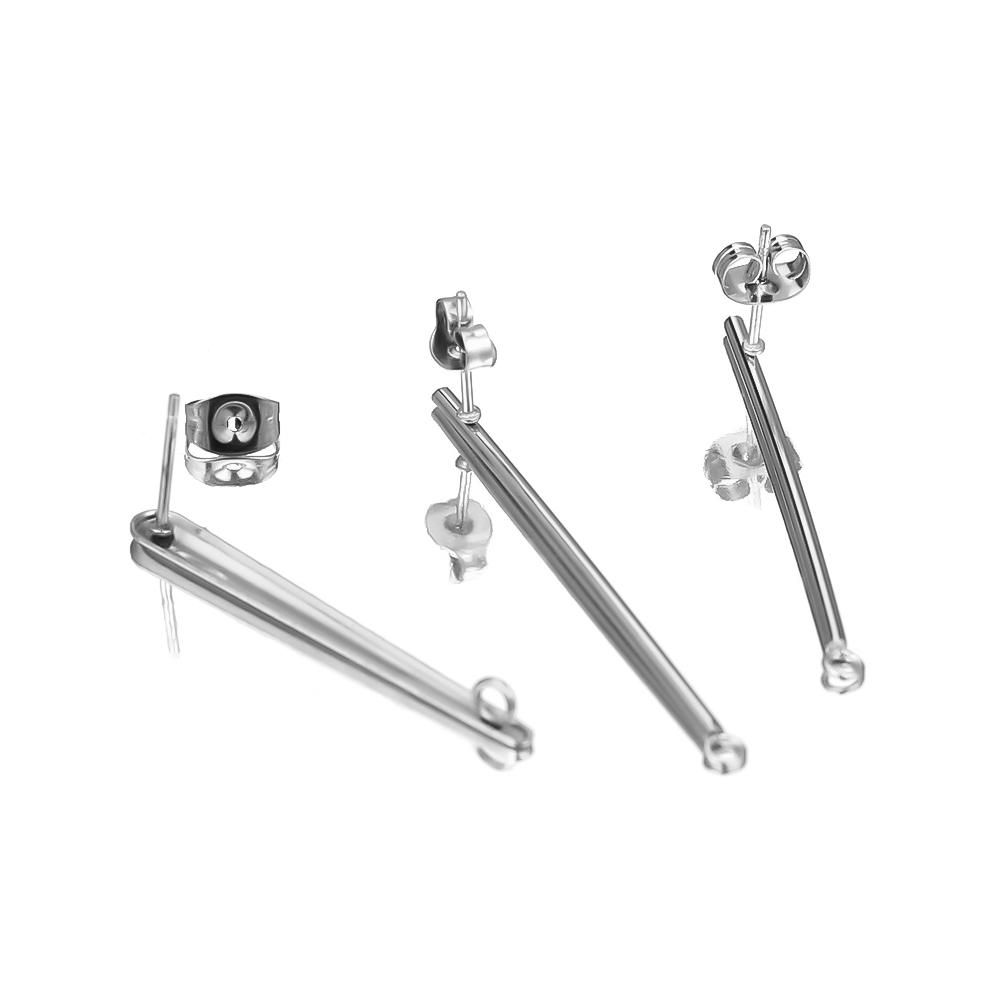 10pcs Gold Color Fashion Women Earrings Findings Stainless Steel Stud Earring Long Stick Connector Pendant DIY Jewelry Making
