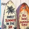 1/3Pcs Surfboard Plaque Decoration, Solid Wood Vintage Coastal Wall Sign, Retro Seaside Style Wall Art Ornament for Indoor Outdoor Use