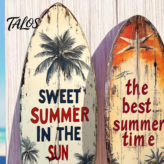 1/3Pcs Surfboard Plaque Decoration, Solid Wood Vintage Coastal Wall Sign, Retro Seaside Style Wall Art Ornament for Indoor Outdoor Use