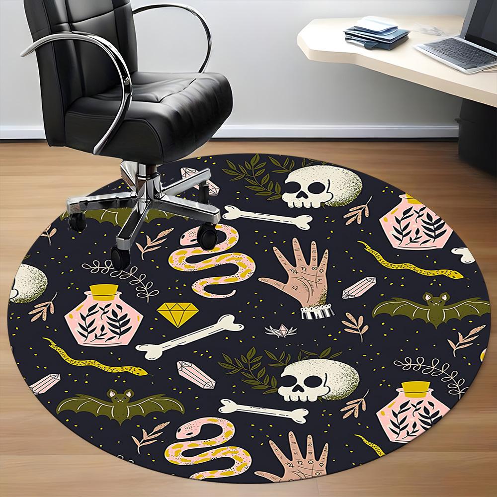 1PC Witchcraft Symbols Office Round Area Rug, Mat Suitable For Office, Under Office Chairs Bedroom Living Room Home Decor, Room Deco