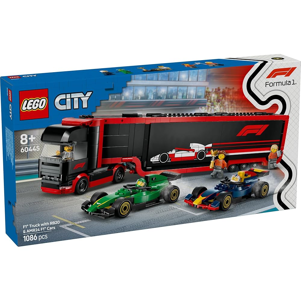 LEGO City F1 RB20 & AMR24 Race Car Set with F1 Track Building Blocks Toy for Kids Ages 8-10