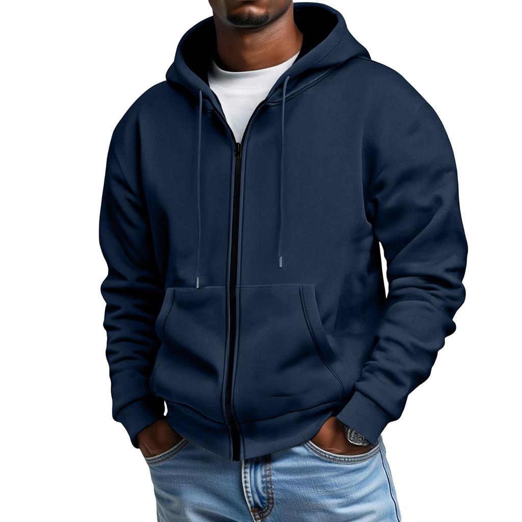 Herrkollektion för fritid och sportfleece Håll varm Fler fickor Huva Hoody Jacka