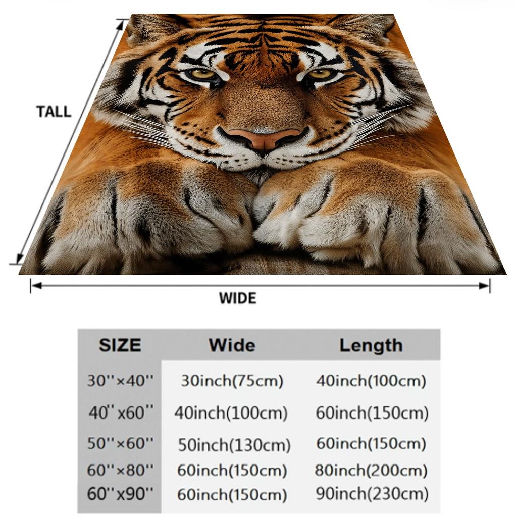 Tiger Face Fleece Blanket Big Cat Print Throw Soft Warm All Season Bedding Home Decor Gift For Animal Lovers