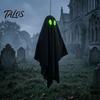 Durable Halloween Ghosts Hanging Ghost Outdoor Decoration, Spooky Black Fabric with Green Tree Decorations Eyes for Outside Tree, Porch, Yard,