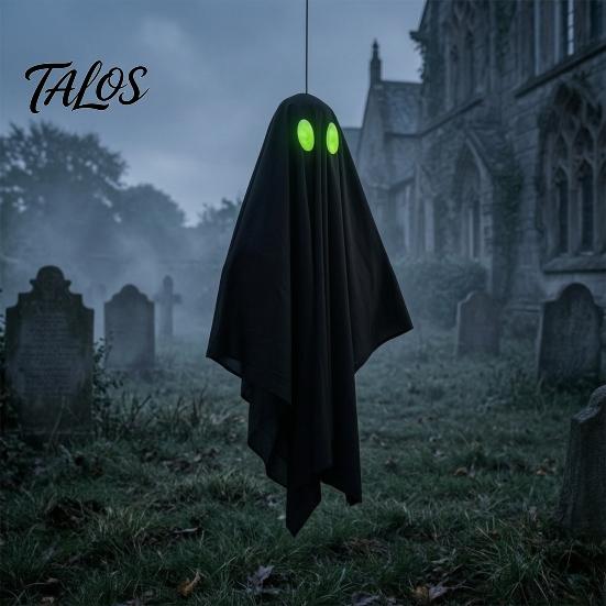 Durable Halloween Ghosts Hanging Ghost Outdoor Decoration, Spooky Black Fabric with Green Tree Decorations Eyes for Outside Tree, Porch, Yard,