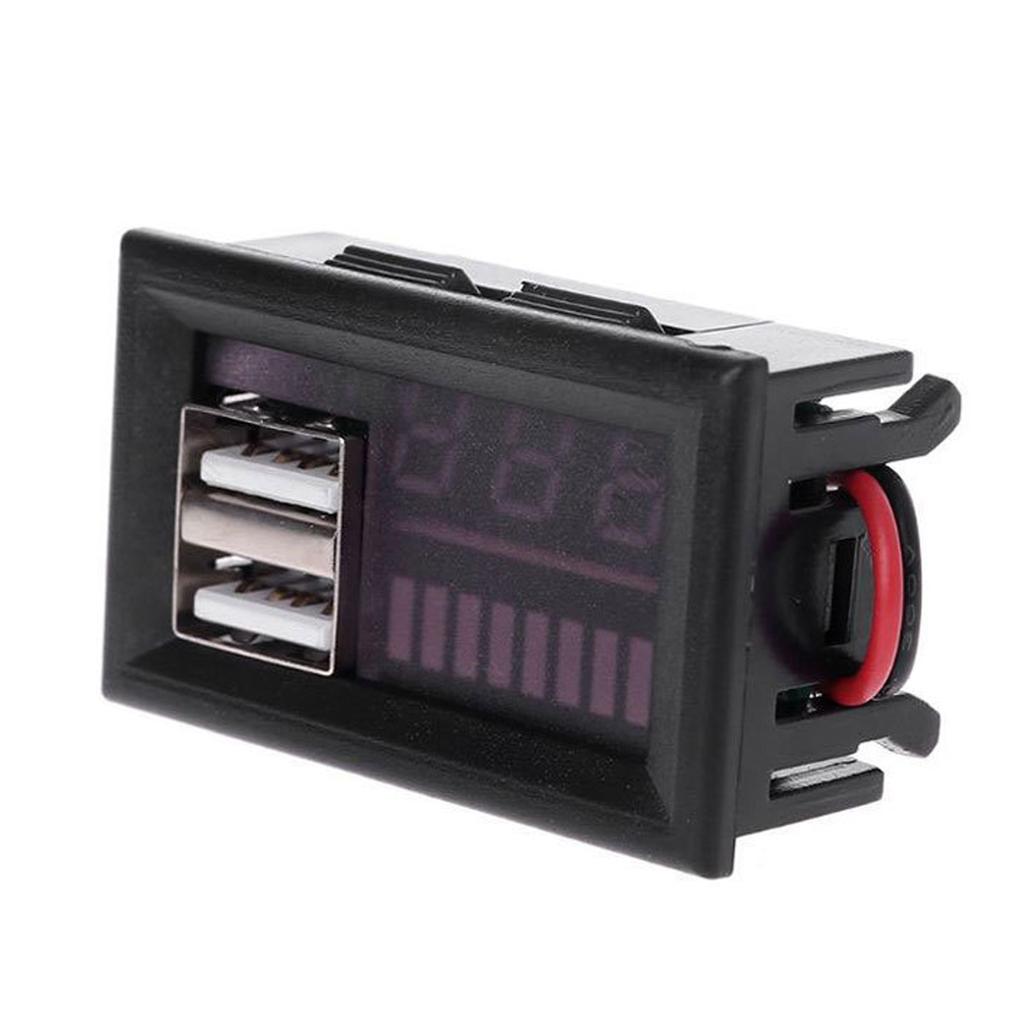 2 In 1 Charger Socket Panel 12V Dual USB Car Socket Charger Socket Power Outlet LED Digital Voltmeter for Truck Car