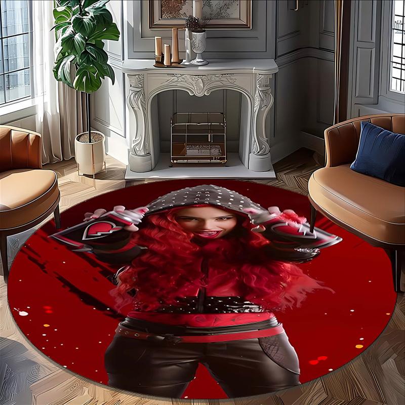 1pc Descendants The Rise of Red1 Design Printed Area Round Carpet for Bedroom Living Room Home Decor Rugs Mat Non Slip Mat Rug for Bedside