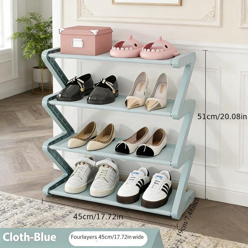 4-Tier  Z-Shaped Shoe Rack Floor-Mounted Storage Rack Living Room Bedroom Entryway Shoe Storage Organizer