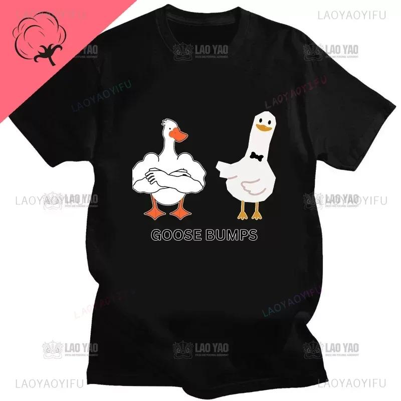 Kawaii Koszulka z Gęsią Zabawna Koszulka Gęsia Skórka Głupia Gęś Kobiety Mężczyźni Casualowe Topy do Dojazdów Oversizowa Koszulka Camisetas Koszulki na Zamówienie