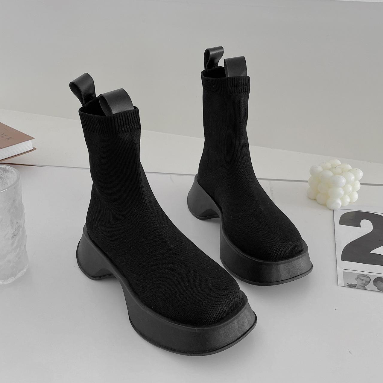 Fashion Platform Mesh Sock Boots for Women Autumn Soft Sole Increase Women s Shoes Designer Black Casual Stretch Boots Female 35 4928₽