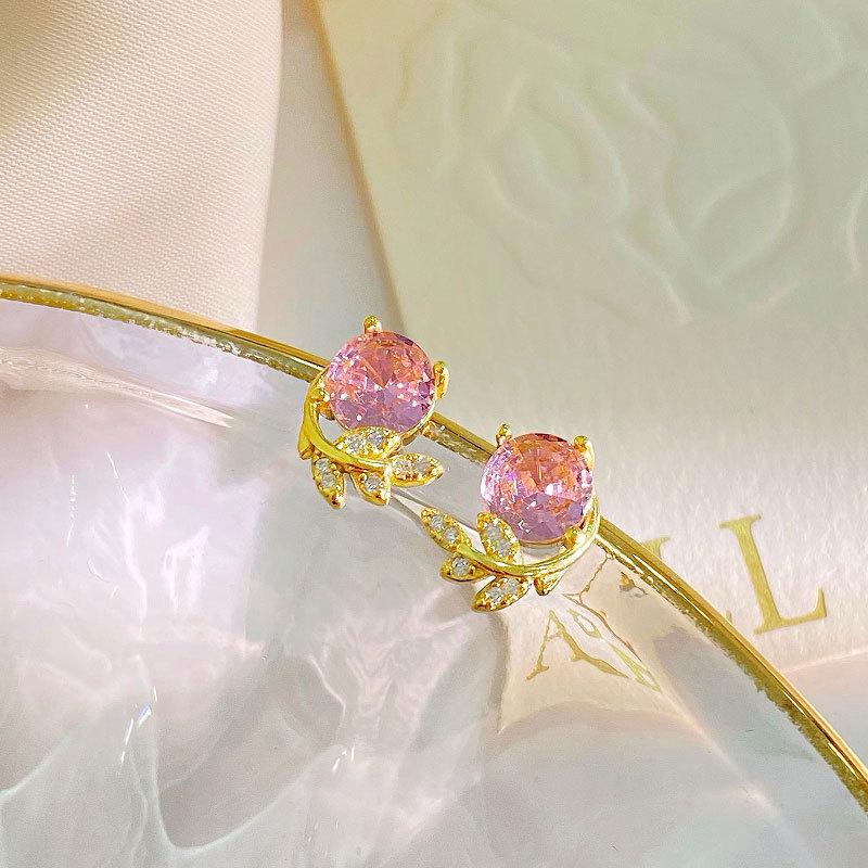 

Серьги в форме листа, инкрустированные бриллиантами, легкие, роскошные, изысканные, высококачественные, милые и универсальные серьги, новый стиль для женщин