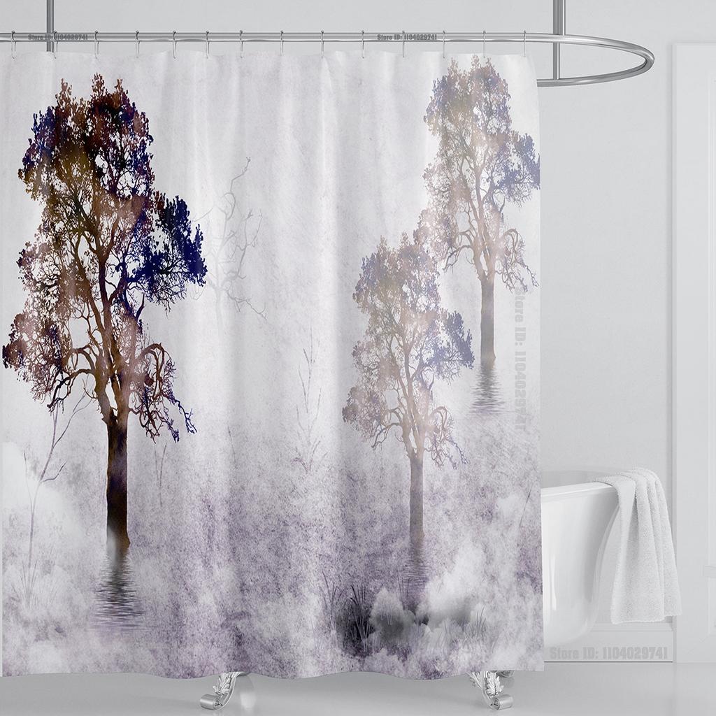 Plante Blomster Dusjforheng Vanntett Dusjforheng Polyesterstoff 3D-trykt Forheng Baderomsdekorasjon Med Kroker