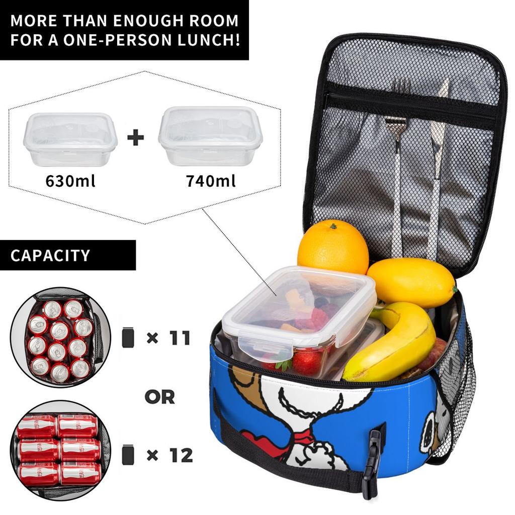 Snoopys The Flying Ace Insulated Lunch Bag Leakproof ACE Pilot Reusable Cooler Bag Tote Lunch Box Work Outdoor Men Women