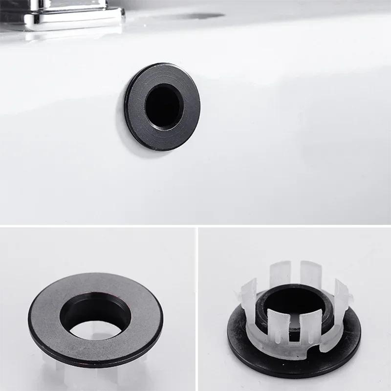 Bathroom Overflow Basin Faucet Sink Cover Brass Six-foot Ring Insert Replacement Hole Cover Cap Chrome Trim Bathroom Accessories