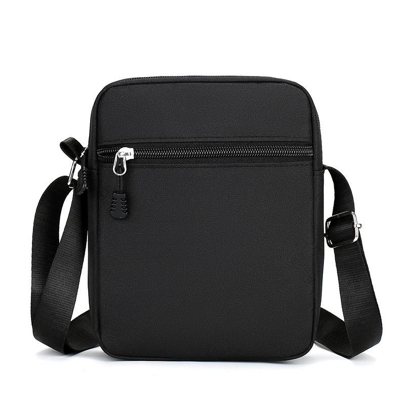 Men's Crossbody Messenger Bag - Oxford Cloth, Logo Print, Phone Holder, Mini Shoulder Bag