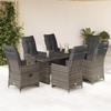 VidaXL 7 Pcs Garden Bistro Set Grey Cushions Poly Rattan, Garden Bistro Set, Balcony Set, 3276899