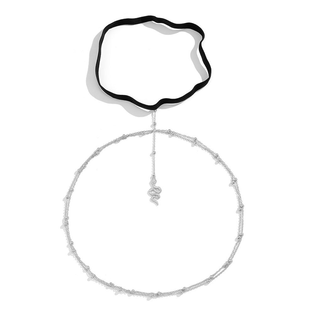 Snake Pendant Boho Beach Bikini for Women Girls Thigh Chain Body Jewelry Accessory Leg Body Chains Silver-Style 2