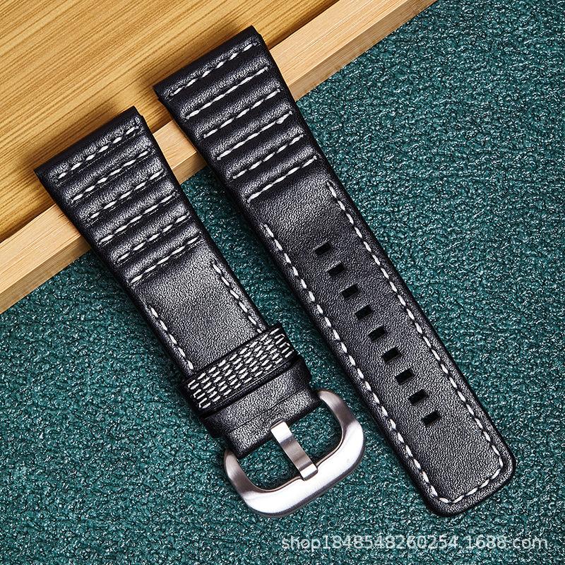 Seven Friday Leather Strap Cow Layer Leather Fits 28Mm Black Color Line High-End Leather Strap