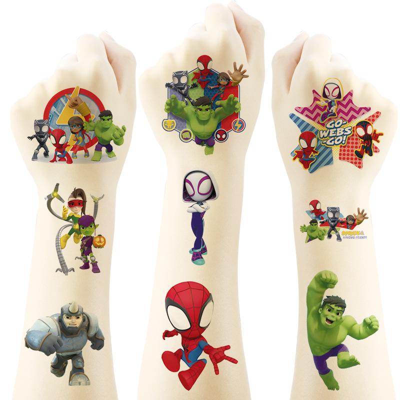 6Pcs Spiderman And His Amazing Friends Tattoo Stickers Waterproof Sticker Funny Kids Girls Christmas Birthday Gift Reward Toy