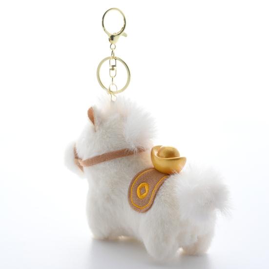 2026 Year of The Horse Plush Cartoon Yuanbao Pony Keychain Pendant Kawaii Horse Figurine Desktop Ornament Cute Backpack Decoration Gift