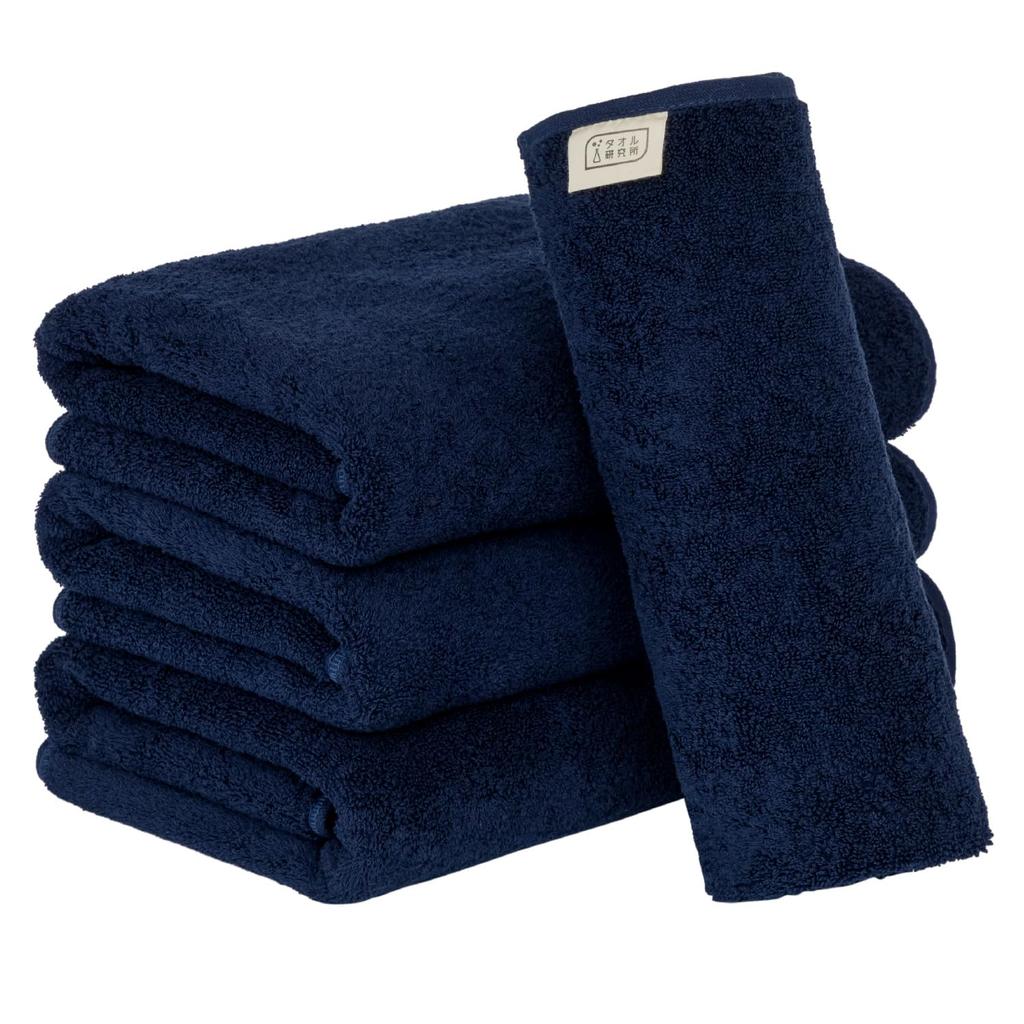 Towel Laboratory Bath Space Set of Standard Medium Low Fast JapanTechnology [Everyday Simple] #001 Towels, Navy, 4, Type, Weight, Lint, Absorbency,